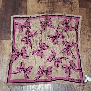 Coach Tan and Pink Silk Bandana